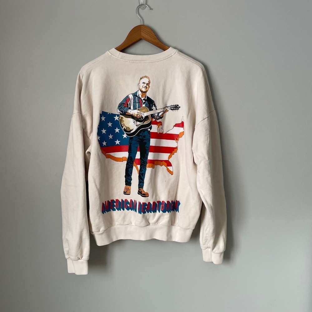 Zach Bryan Official Tour Merch American Heartbreak Graphic Sweatshirt Size Large